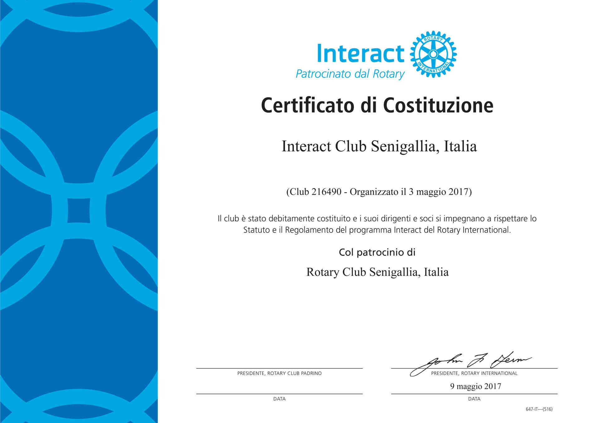 Interact Club Senigallia Italy Charter